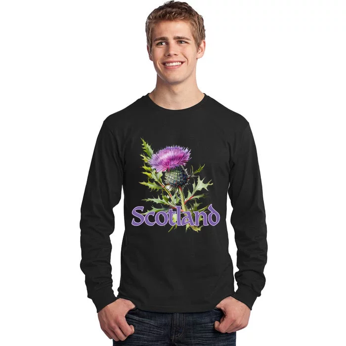 Scotland Watercolor Thistle Tall Long Sleeve T-Shirt