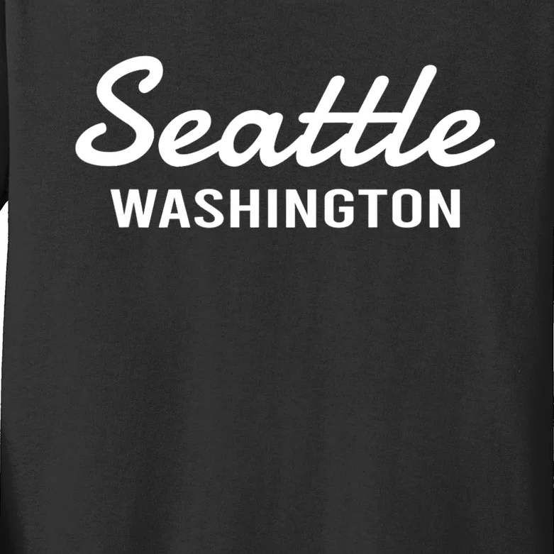 Seattle Washington Throwback Design Kids Long Sleeve Shirt