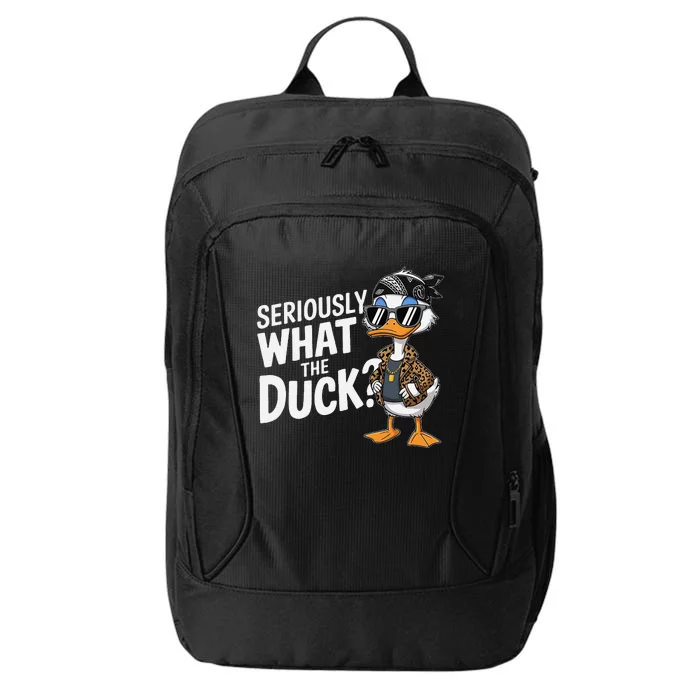 Seriously What The Duck Funny Cartoon Duck Humor City Backpack