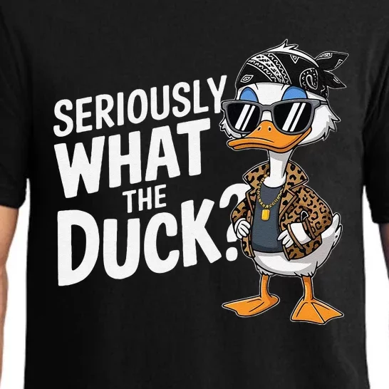 Seriously What The Duck Funny Cartoon Duck Humor Pajama Set