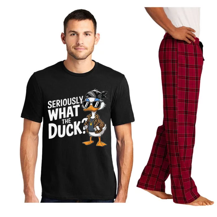 Seriously What The Duck Funny Cartoon Duck Humor Pajama Set