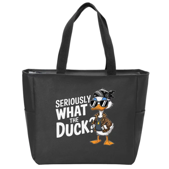 Seriously What The Duck Funny Cartoon Duck Humor Zip Tote Bag