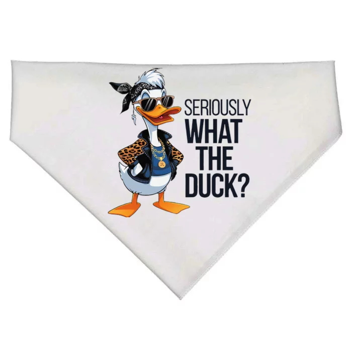 Seriously What The Duck Funny Cartoon Duck Humor USA-Made Doggie Bandana