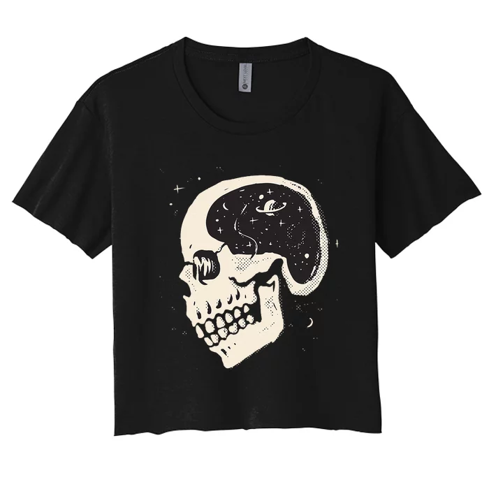 Skull Wo Tees Y2K Gothic Metal Women's Crop Top Tee