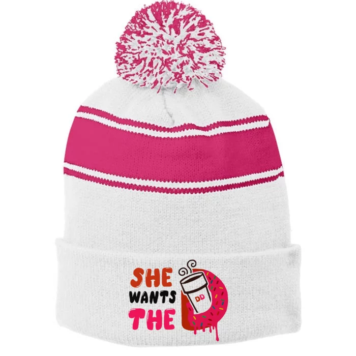 She Wants The Dd Stripe Pom Pom Beanie