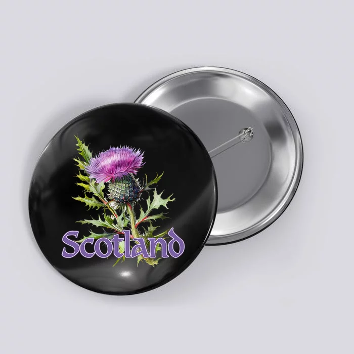 Scotland Watercolor Thistle Button