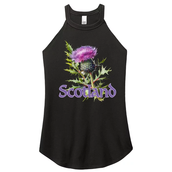 Scotland Watercolor Thistle Women’s Perfect Tri Rocker Tank