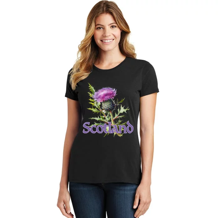 Scotland Watercolor Thistle Women's T-Shirt