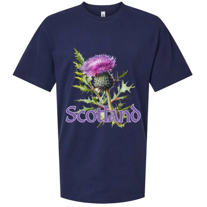 Scotland Watercolor Thistle Sueded Cloud Jersey T-Shirt