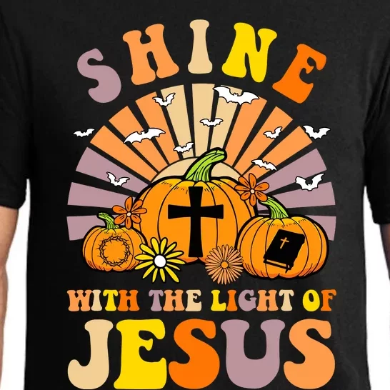 Shine With The Light Of Jesus Christian Lover Halloween Fall Pajama Set