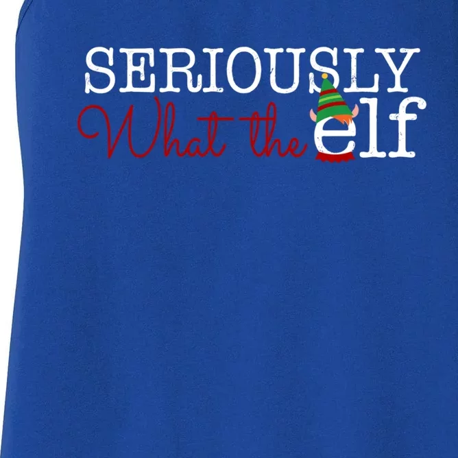 Seriously What The Elf Christmas Pajama Cute Gift Women's Racerback Tank