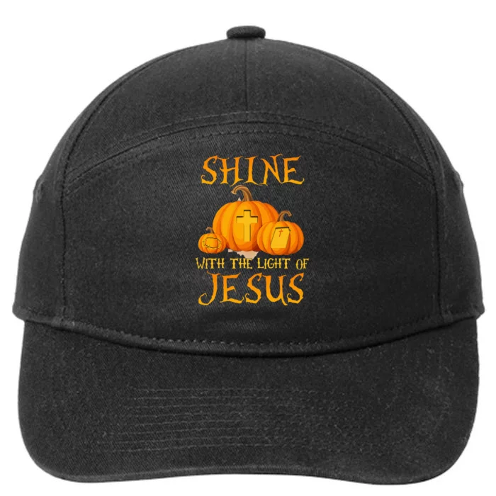 Shine With The Light Of Jesus Christian Halloween Pumpkin 7-Panel Snapback Hat