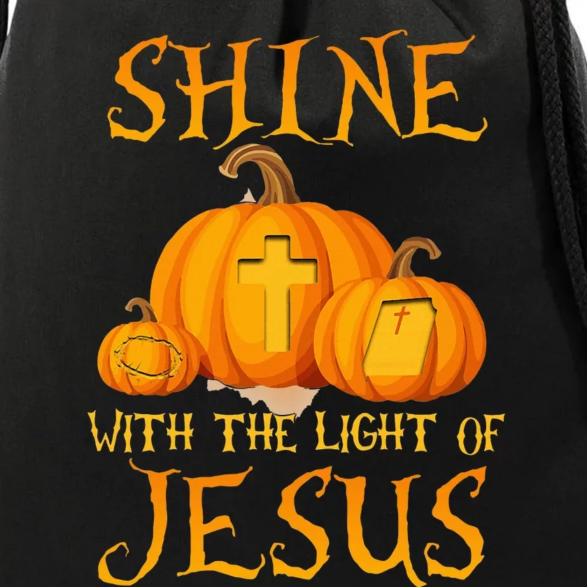 Shine With The Light Of Jesus Christian Halloween Pumpkin Drawstring Bag