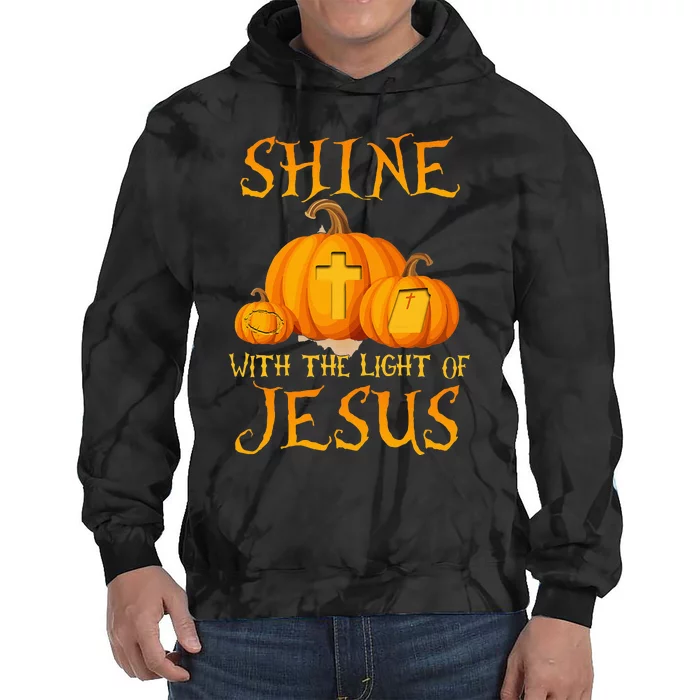 Shine With The Light Of Jesus Christian Halloween Pumpkin Tie Dye Hoodie