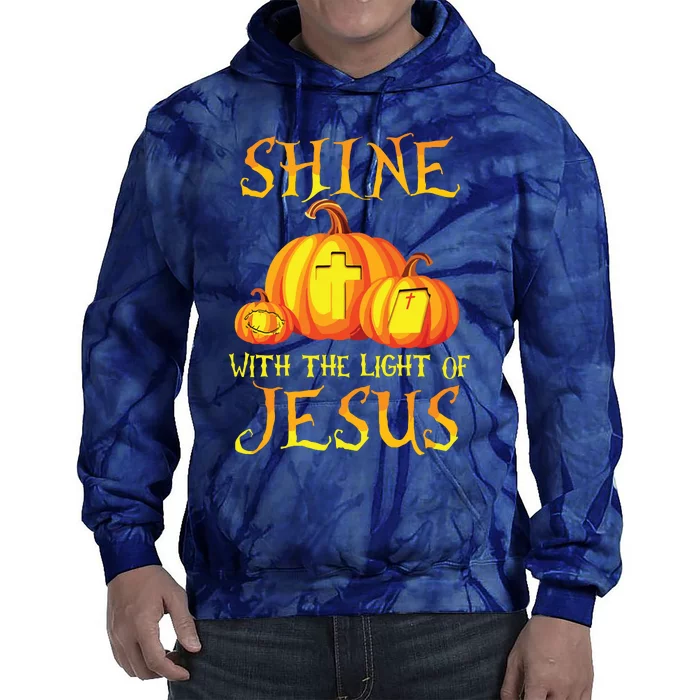 Shine With The Light Of Jesus Christian Halloween Pumpkin Tie Dye Hoodie