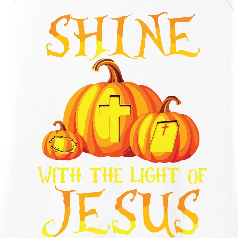 Shine With The Light Of Jesus Christian Halloween Pumpkin Ladies Essential Tank