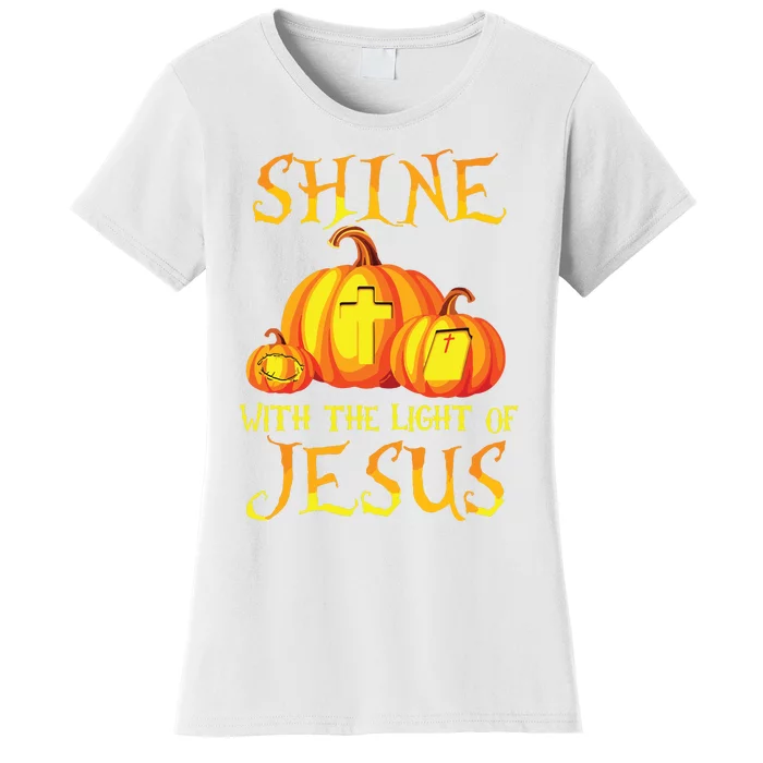 Shine With The Light Of Jesus Christian Halloween Pumpkin Women's T-Shirt