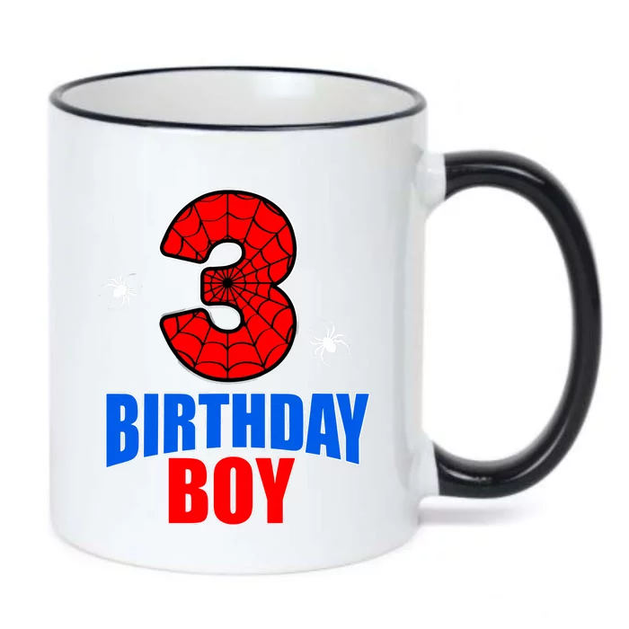 Spider Web Three 3 Years Old 3rd Birthday Boy Party Black Color Changing Mug