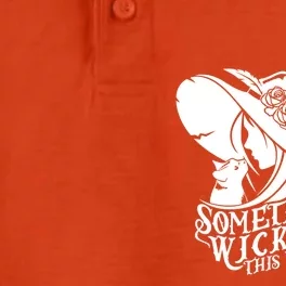 Something Wicked This Way Comes Halloween Witch Quote Skulls Gift Dry Zone Grid Performance Polo