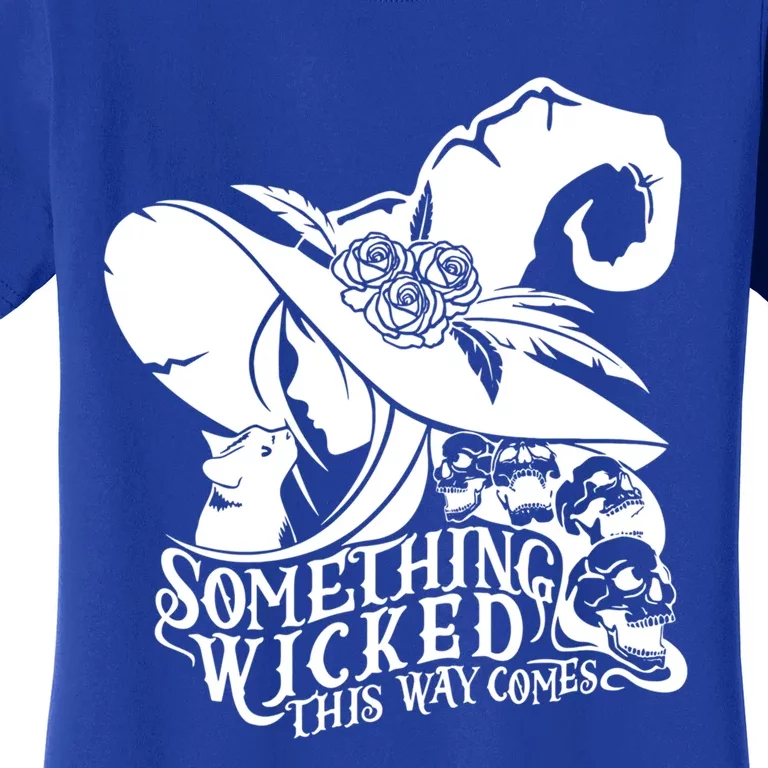 Something Wicked This Way Comes Halloween Witch Quote Skulls Gift Women's T-Shirt