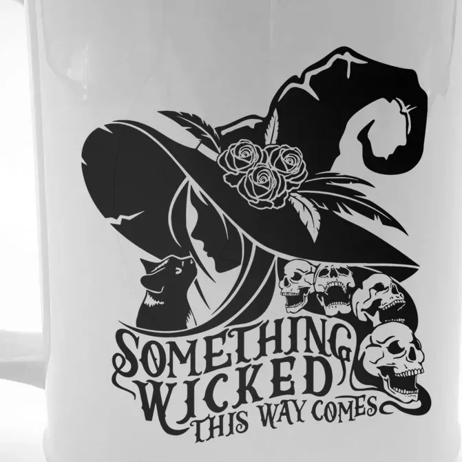 Something Wicked This Way Comes Halloween Witch Quote Skulls Gift Front & Back Beer Stein