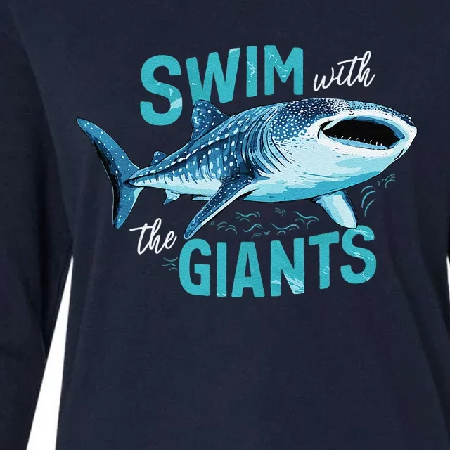 Swim With The Giants Whale Shark Womens Cotton Relaxed Long Sleeve T-Shirt