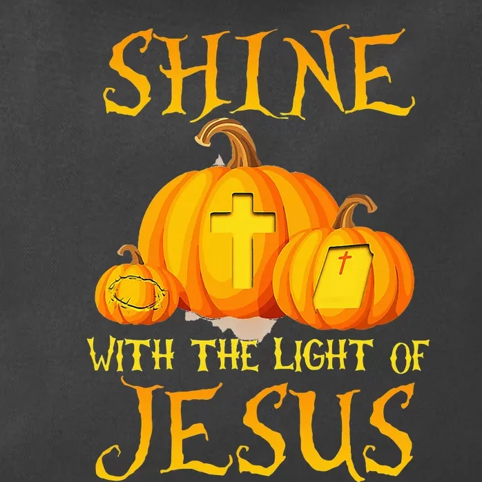 Shine With The Light Of Jesus Christian Halloween Pumpkin Zip Tote Bag