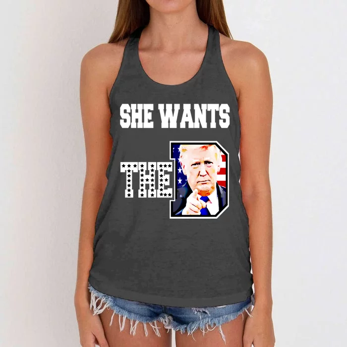 She Wants The D Donald Trump 2024 Gift Women's Knotted Racerback Tank