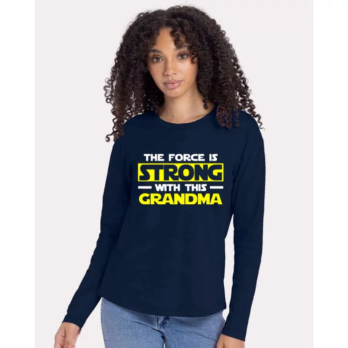 Strong With This My Grandma Womens Cotton Relaxed Long Sleeve T-Shirt