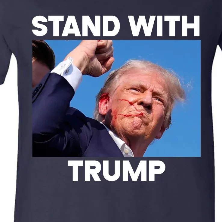 Stand With Trump Fight Gun Shot Fired Rally Shooting V-Neck T-Shirt