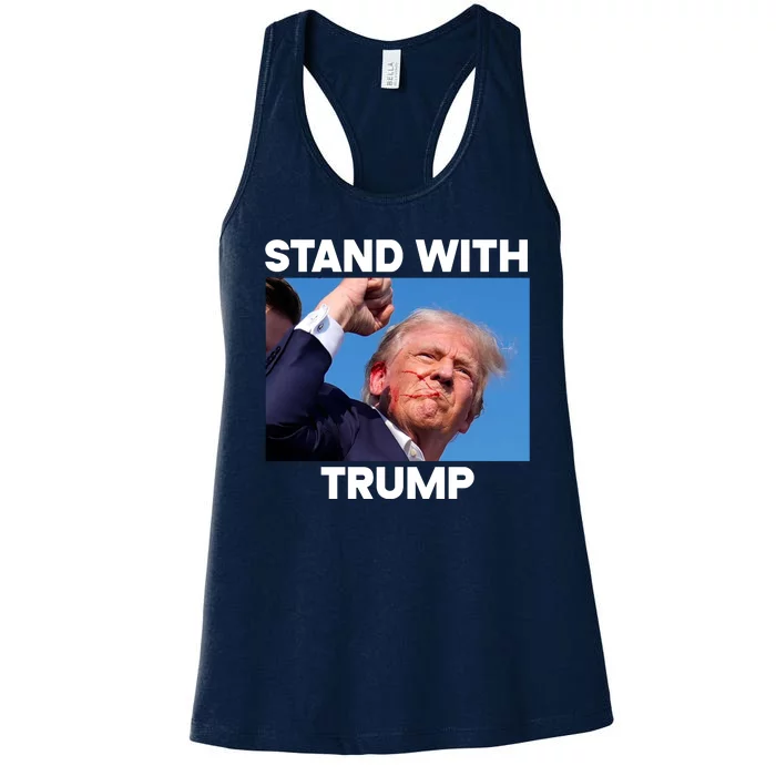 Stand With Trump Fight Gun Shot Fired Rally Shooting Women's Racerback Tank