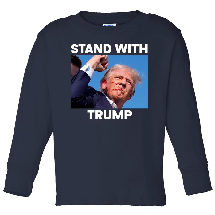 Stand With Trump Fight Gun Shot Fired Rally Shooting Toddler Long Sleeve Shirt