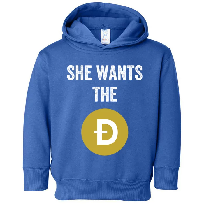 She Wants The D Funny Dogecoin Meme Doge Hodl To The Moon Cool Gift Toddler Hoodie