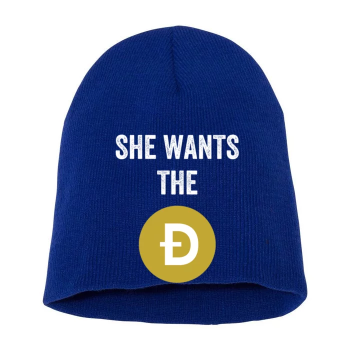 She Wants The D Funny Dogecoin Meme Doge Hodl To The Moon Cool Gift Short Acrylic Beanie