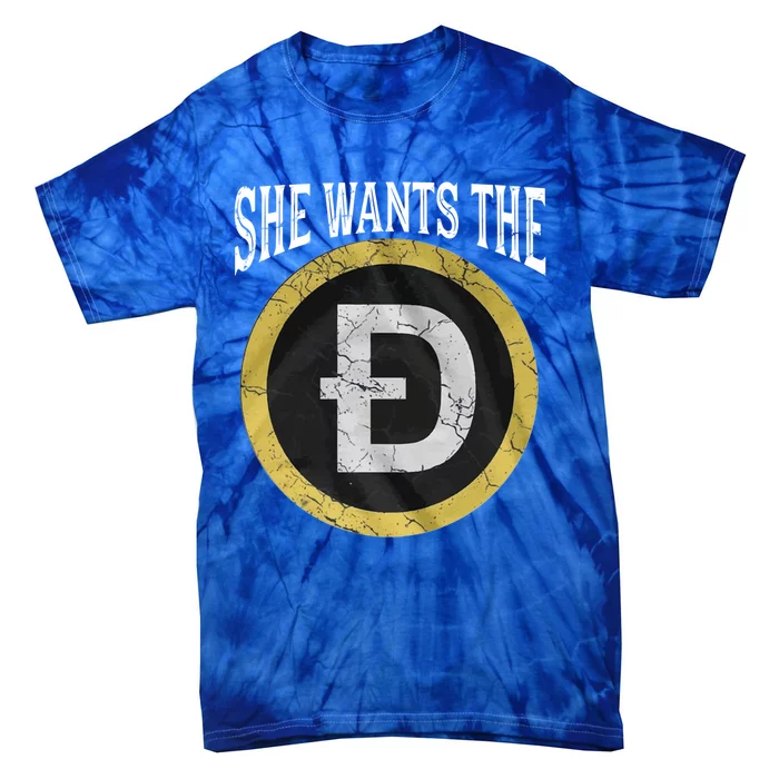 She Wants The D Funny Dogecoin Meme Doge Hodl To The Moon Gift Tie-Dye T-Shirt