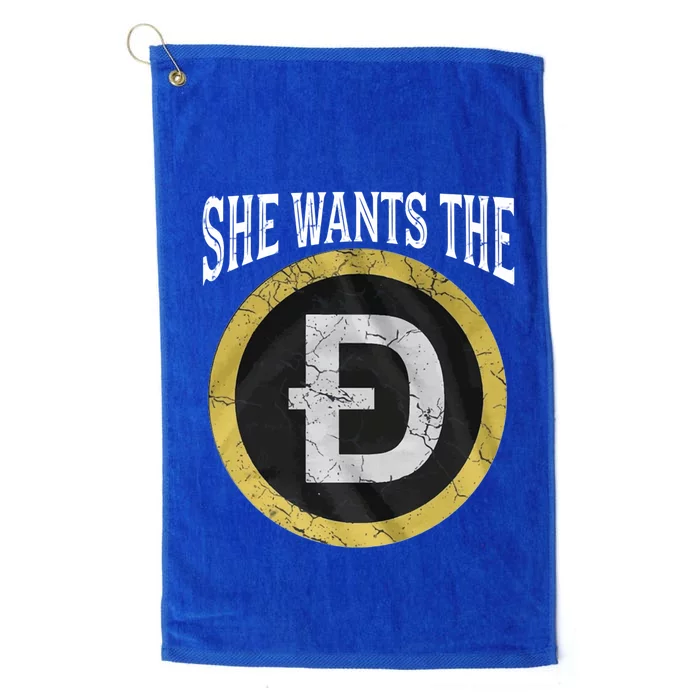 She Wants The D Funny Dogecoin Meme Doge Hodl To The Moon Gift Platinum Collection Golf Towel