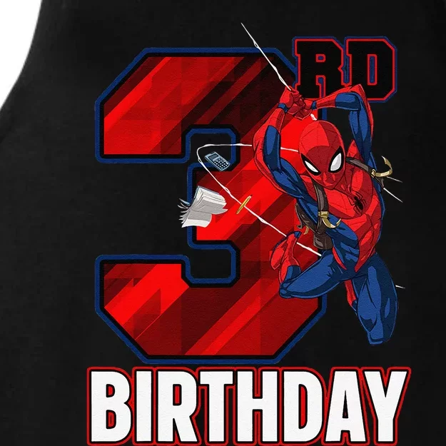 Spider Web Three 3 Years Old ItS My 3rd Birthday Ladies Tri-Blend Wicking Tank