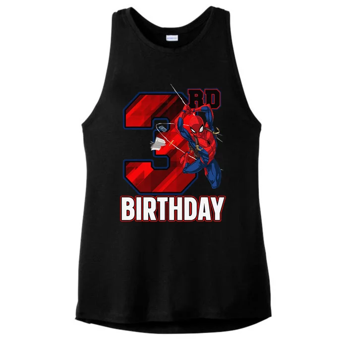 Spider Web Three 3 Years Old ItS My 3rd Birthday Ladies Tri-Blend Wicking Tank