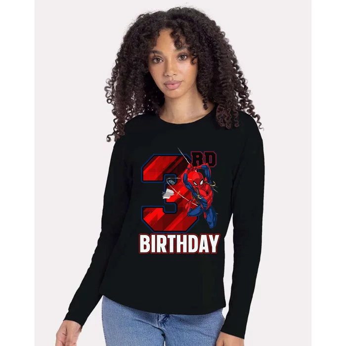 Spider Web Three 3 Years Old ItS My 3rd Birthday Womens Cotton Relaxed Long Sleeve T-Shirt