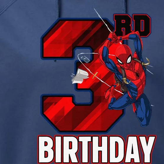 Spider Web Three 3 Years Old ItS My 3rd Birthday Performance Fleece Hoodie