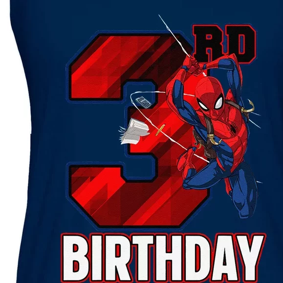 Spider Web Three 3 Years Old ItS My 3rd Birthday Ladies Essential Flowy Tank