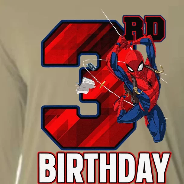 Spider Web Three 3 Years Old ItS My 3rd Birthday Cooling Performance Long Sleeve Crew