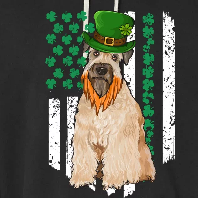 Soft Wheaten Terrier St Patricks Day Irish American Flag Funny Gift Garment-Dyed Fleece Hoodie