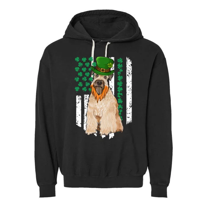 Soft Wheaten Terrier St Patricks Day Irish American Flag Funny Gift Garment-Dyed Fleece Hoodie