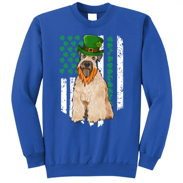 Soft Wheaten Terrier St Patricks Day Irish American Flag Funny Gift Tall Sweatshirt