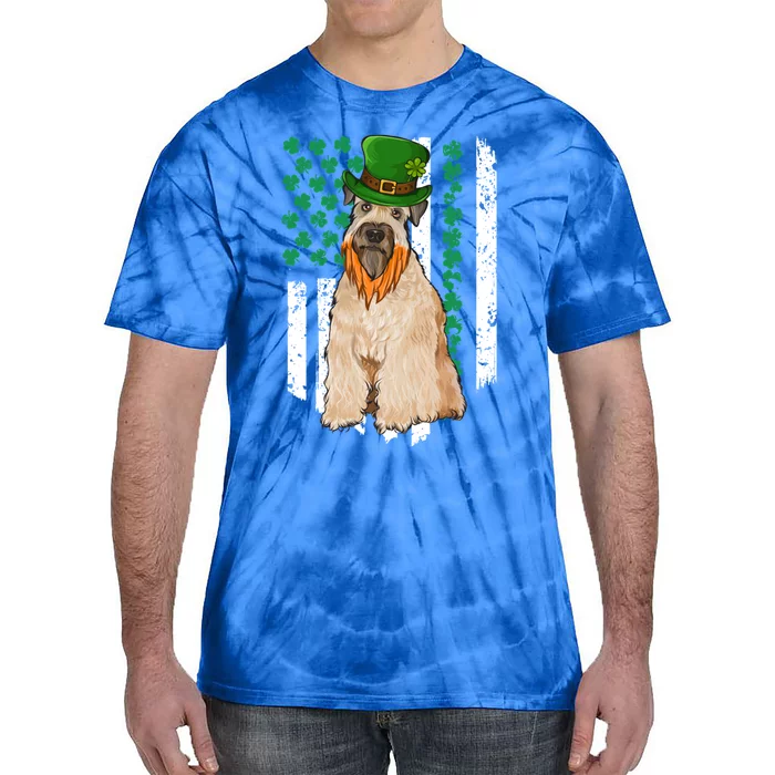 Soft Wheaten Terrier St Patricks Day Irish American Flag Funny Gift Tie-Dye T-Shirt