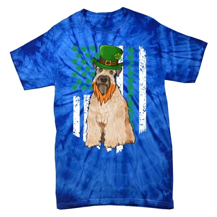 Soft Wheaten Terrier St Patricks Day Irish American Flag Funny Gift Tie-Dye T-Shirt