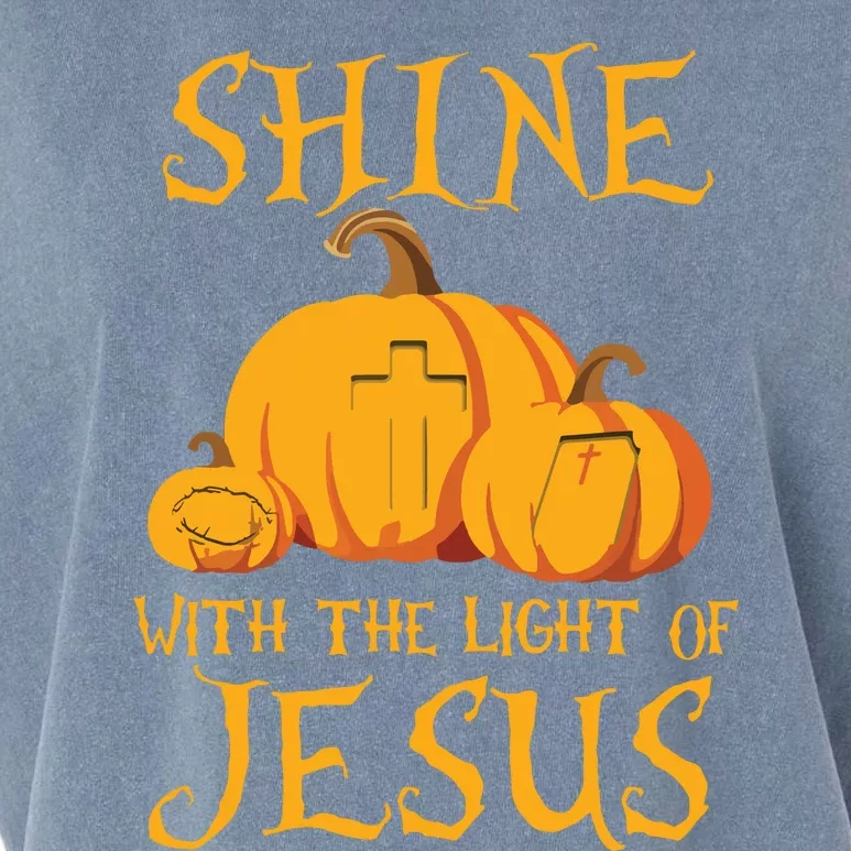 Shine With The Light Of Jesus Christian Halloween Pumpkin Garment-Dyed Women's Muscle Tee