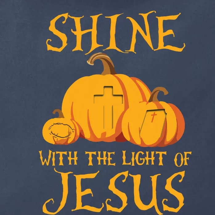 Shine With The Light Of Jesus Christian Halloween Pumpkin Zip Tote Bag