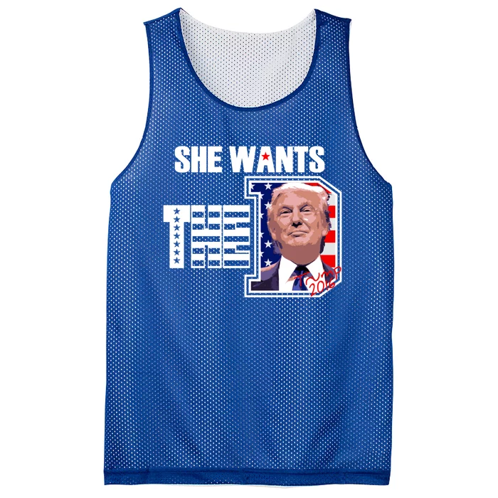 She Wants The D Trump 2020 Gift Mesh Reversible Basketball Jersey Tank